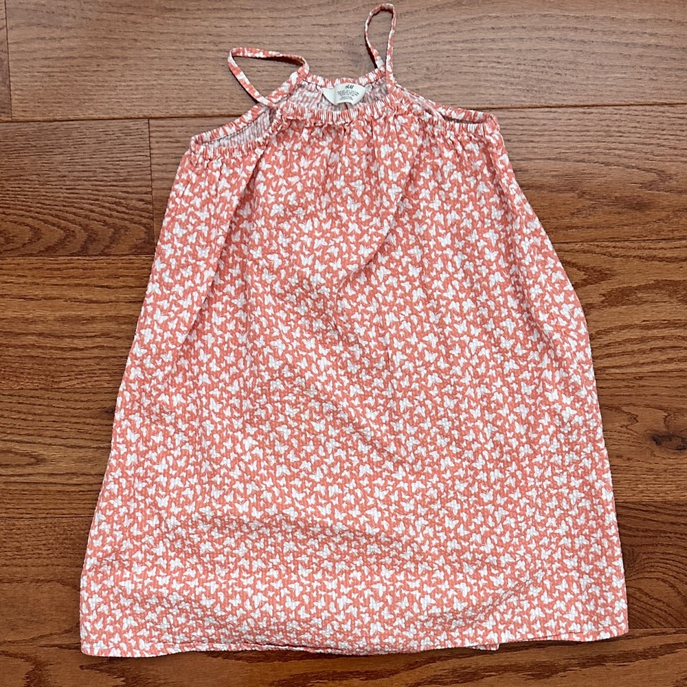 H&M Coral and White Patterned Top